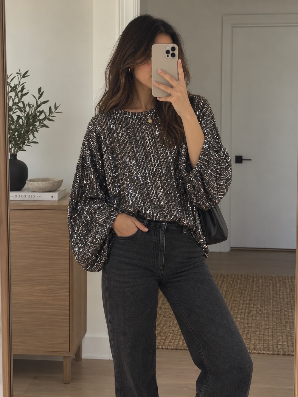 Cupcakes & Cashmere Sequinned Overall Blouse